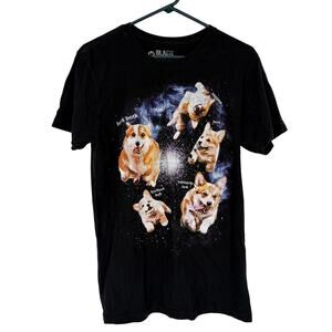 Black Matter Corgi Graphic Short Sleeve Cotton T-Shirt Size Medium